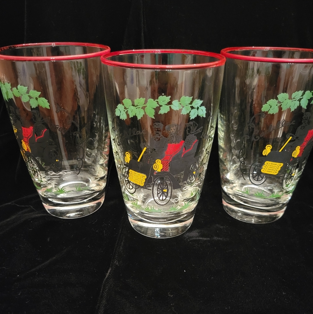 Vintage Jeanette Glasses by Libbey. 1904 Cadillac Automobile Drinking Glasses. - Picture 6 of 7